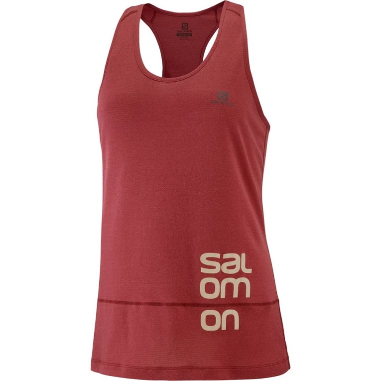 Camisetas Regata Salomon Cross Run Gráficas Feminino Vermelhas | PT N08473